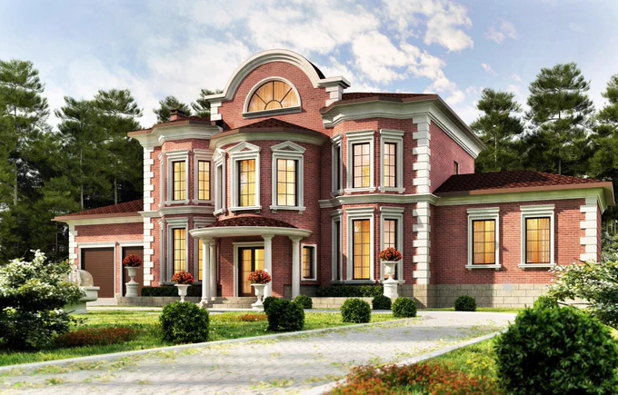 A large double fronted brick house