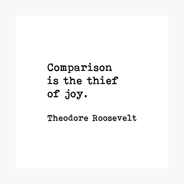 "Comparison is the thief of joy." -Theodore Roosevelt
