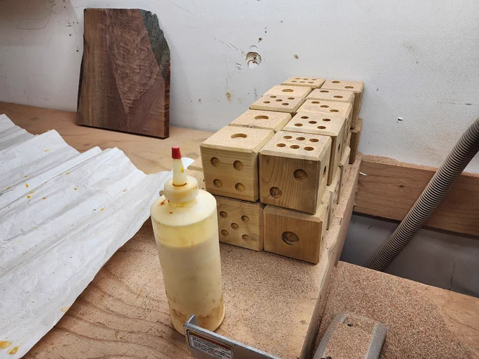 Workshop featuring 20 large wood dice