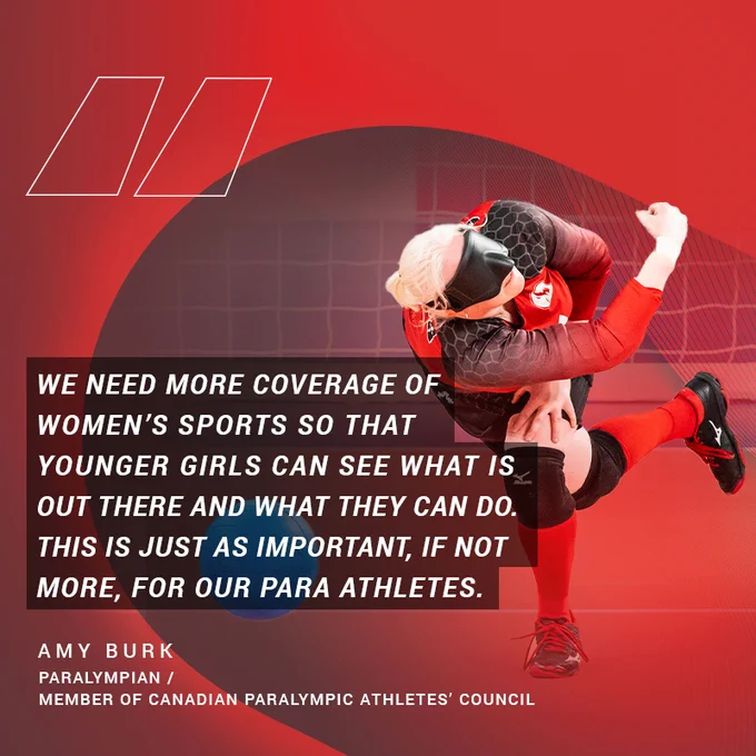 Amy quote: we need more coverage of women's sports so that younger girls can see what is out there and what they can do. This is just as important, if not more. for our para athletes