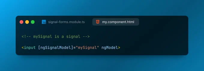 <!-- mySignal is a signal -->

<input [ngSignalModel]="mySignal" ngModel>