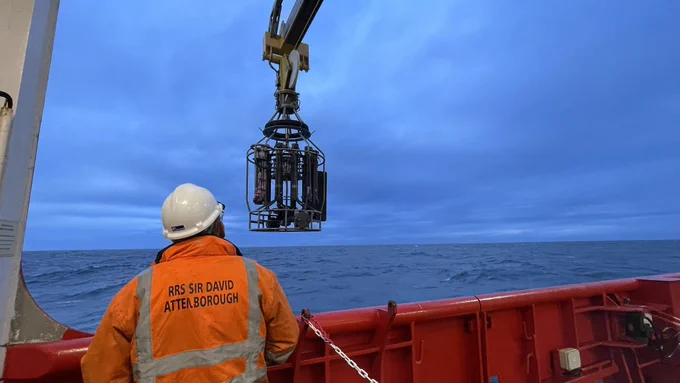 The CTD being deployed