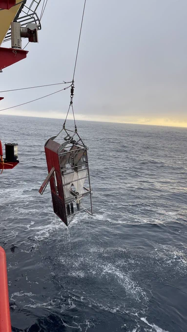 The epibenthic sledge hanging over the back of the ship