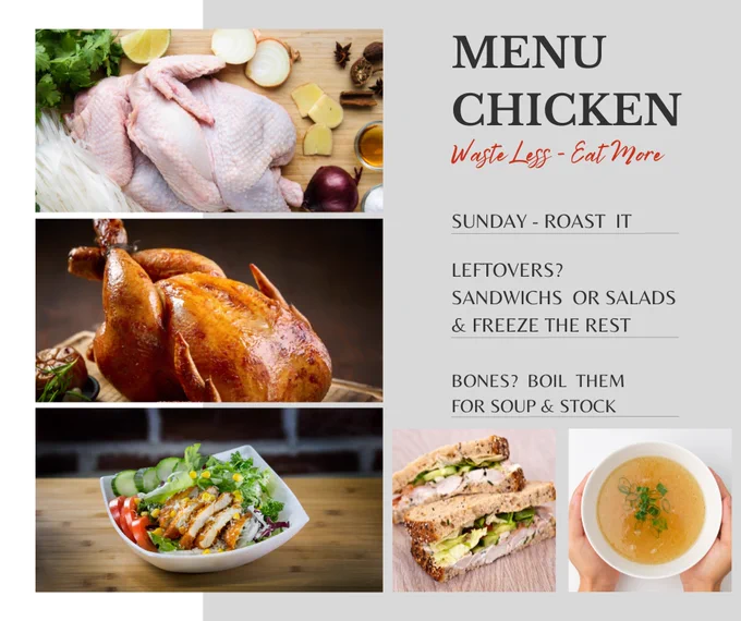 chicken raw, cooked and in salad