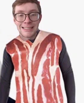 William dressed as bacon 
