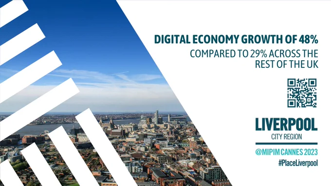 LIVERPOOL CITY REGION’S DIGITAL ECONOMY HAS GROWN BY 48%

(Compared to 29% across the rest of the UK)

Visit us during @MIPIMWorld, 14-16 March, Pavilion C19.A, to find out more. 

https://www.investliverpool.com/liverpool-place-partnership/ 

#PlaceLiverpool #MIPIM2023 #mipim #InvestLiverpool 