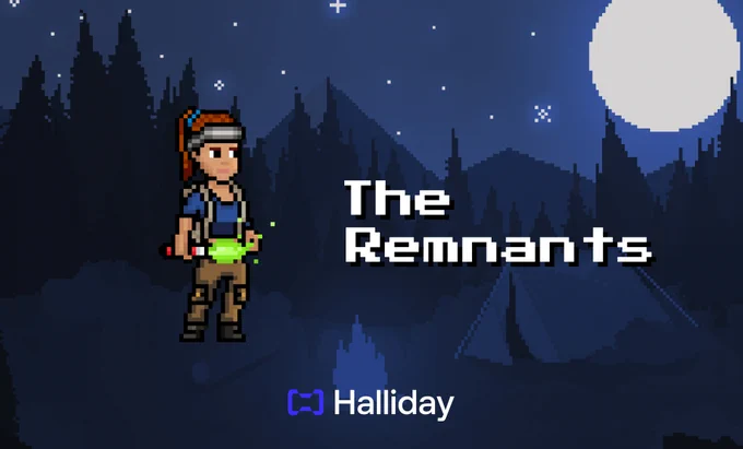 The Remnants x Halliday - with a Remnant NFT holding a green torch.