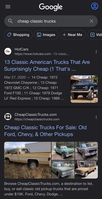 cheap classic trucks google search results mobile