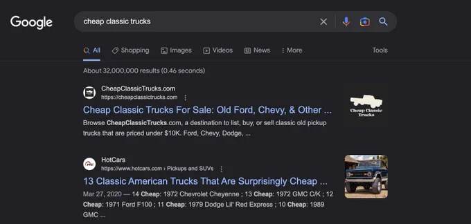 cheap classic trucks google results desktop