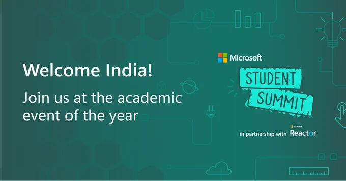 Text graphic that reads Welcome India! Join us at the academic event of the year