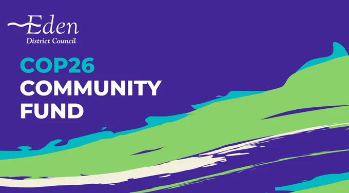 Text: COP26 Community Fund. Eden District Council logo.