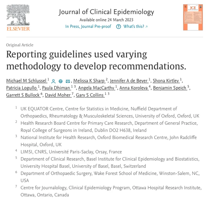 New study look at the methods used to develop reporting guidelines