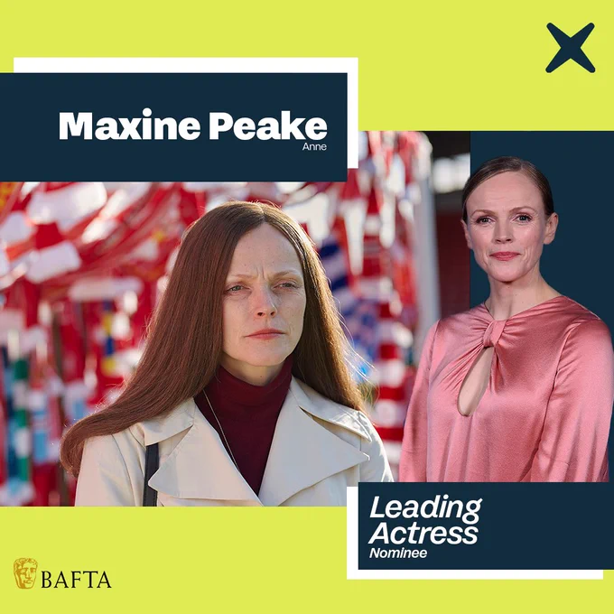 An image of Maxine Peake as Anne with text that reads leading actress nominee 