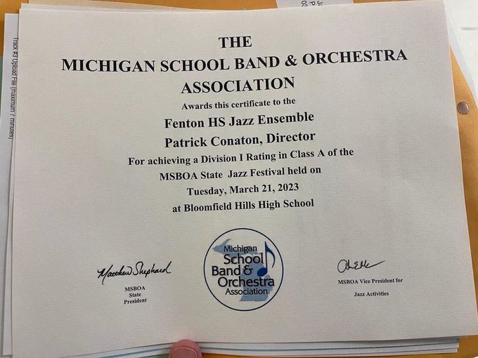 MSBOA certificate