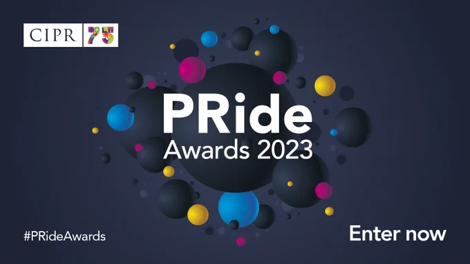 CIPR 75 logo. PRide Awards 2023. Enter now.