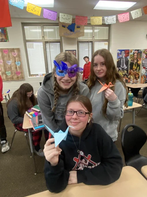 THS students with their items they made during World Culture Week.  