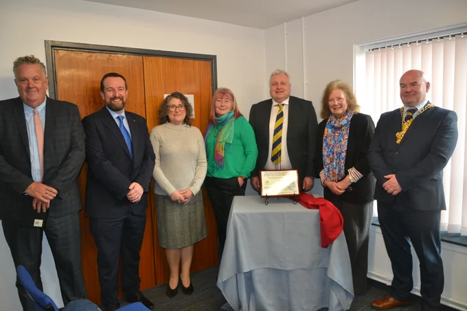 Julie Morgan and representatives of Merthyr Council.