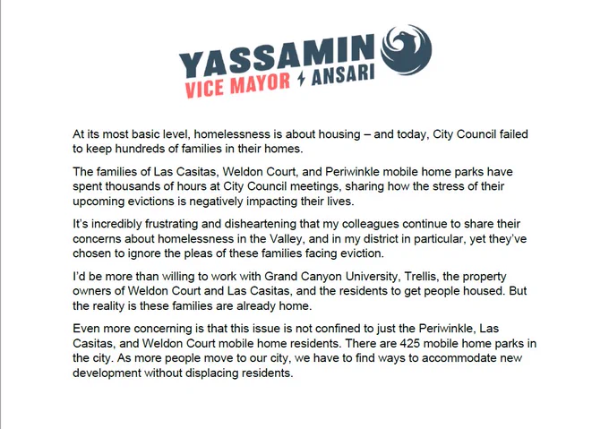 Statement from Vice Mayor Ansari - full text in tweet.