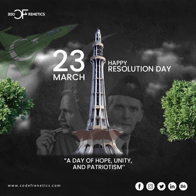 Today, we celebrate the spirit of patriotism and the birth of a nation. 
Code Frenetics family honor the courage, determination, and sacrifices of our forefathers who fought for our freedom. As an IT company, we pledge to continue playing our part in building a brighter future for our country through innovation and technology. 
Let's come together to work towards a prosperous Pakistan! #23March #PakistanResolutionDay #ITforPakistan #Innovation #Technology"
