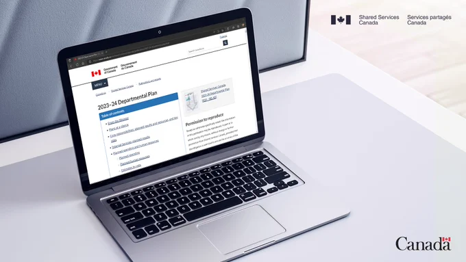 Image of a laptop with the Departmental Plan on screen. 