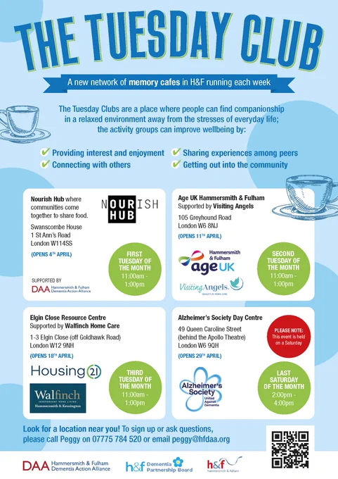 4 April – Nourish Hub, 1 St Ann’s Road, W11 4SS, 11am-1pm
11 April – 105 Greyhound Rd, W6 8NJ 11am-1pm
18 April – 1-3 Elgin Close, off Goldhawk Rd, W12 9NH, 11am-1pm
29 April – 49 Queen Caroline St, W6 9QH 2pm-4pm
