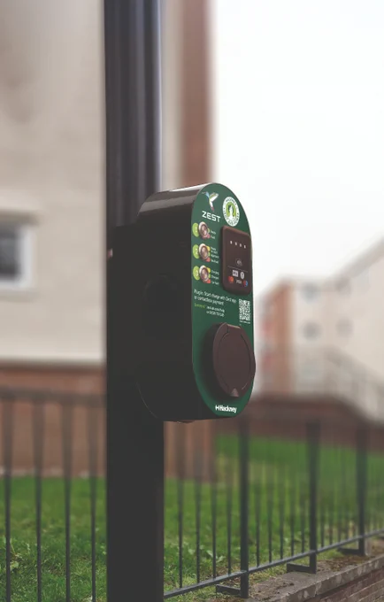An example of a lamppost-mounted charging point. 