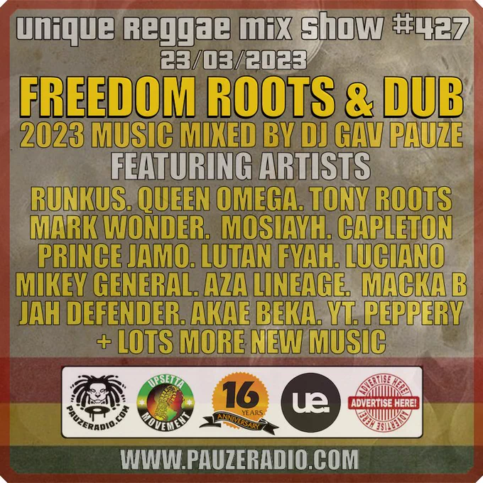New episode of the 'Unique Reggae Mix Show'
Freedom Roots & Dub 2023: 

Stream here  ➡️  https://pauzeradio.com/reggae-mix-show/freedom-roots-dub-2023/

Selected, mixed & produced by DJ @Gav_Pauze

#ReggaeMusic #Reggae #Roots #Culture #Dub #NewMusic #Vinyl #records #vinylrecords #Pauzeradio