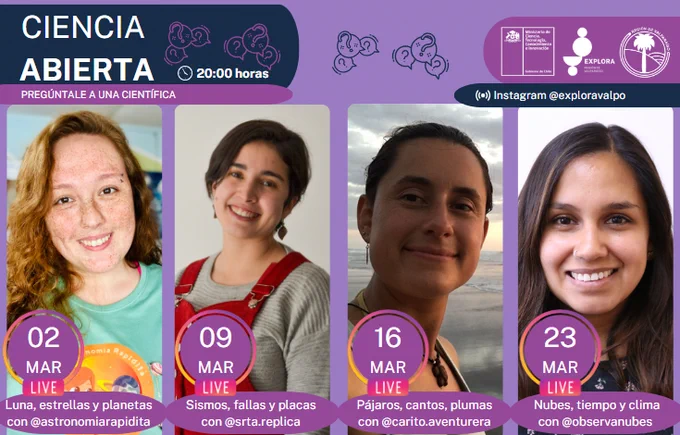 ¡Gran día! En el día mundial de la #meteorología nos acompañará hoy a las 20 h Rocío Ormazábal para hablarnos de esas señales de la naturaleza junto a @gianinol. Vía Instagram Live https://www.instagram.com/exploravalpo/ #CulturaCientífica #Valparaiso #PregúntaleAUnaCientífica