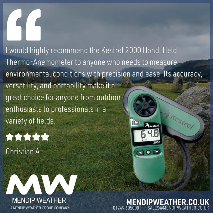 Wow what a great review from Christian. 

Christian brought his Kestrel 2000 Hand-Held Thermo-Anemometer from Mendip Weather Consumer the other month. 

You can buy your very own Kestrel 2000 Hand-Held Thermo-Anemometer yourself from us for only £117.29 

https://mendipweather.co.uk/weather-stations/handheld/anemometers/kestrel-2000-hand-held-thermo-anemometer/

#anemometer #kestrelinstruments #customer #customerreview #customerservice #customerfeedback #customerexperience #customerappreciation #customersatisfaction #action #weather #weatheruk #ukweather #weatherphotography #weatherstation #weatherstationsystems #handheld #thermo #wind #windmeter #affordable #air #hendhelddevice