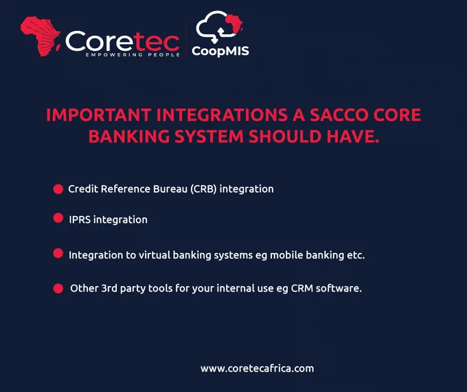 Core banking system integrations for SACCOs