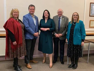 The three representatives of Torbay Conservative Association at the Selection Council, with Kevin Foster MP and Devon & Cornwall Police & Crime Commissioner Alison Hernandez.