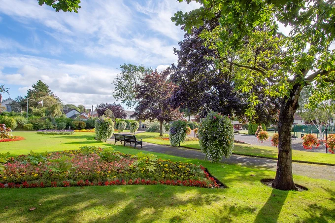 flower beds at stonefield park in stone