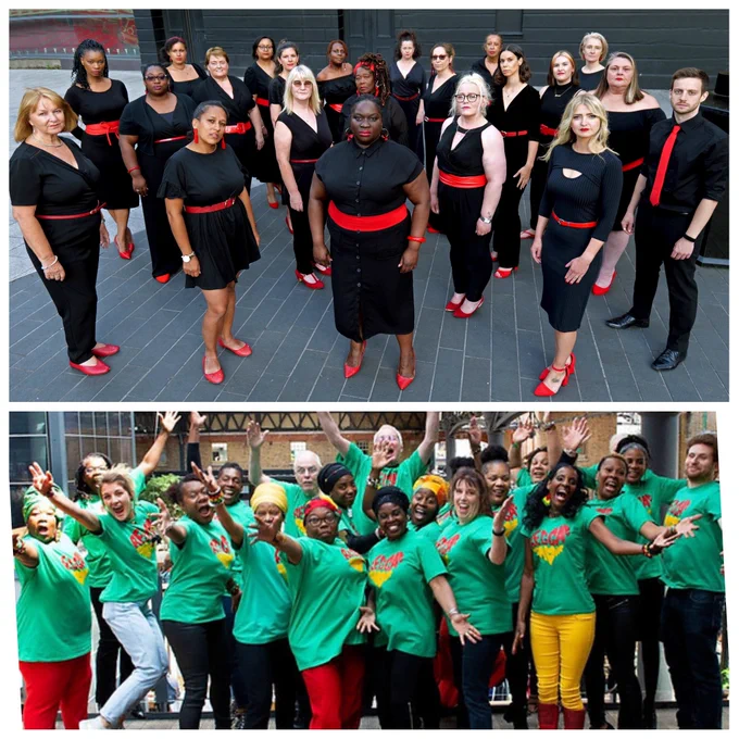 Two choirs team up to take a picture and discuss thier duet live on Britain's Got Talent. #academyawards #oscars