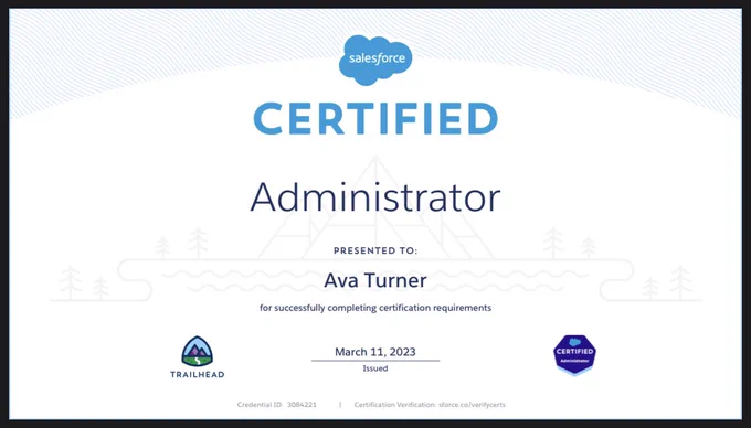 Salesforce certified administrator certificate