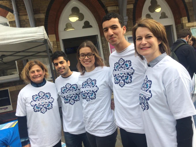 Helen Hayes MP with volunteers from Herne Hill Welcomes Refugees: Harriet Lamb, Cllr Deepak Sardiwal, Rachael Griffiths & Nick Jeyarajah