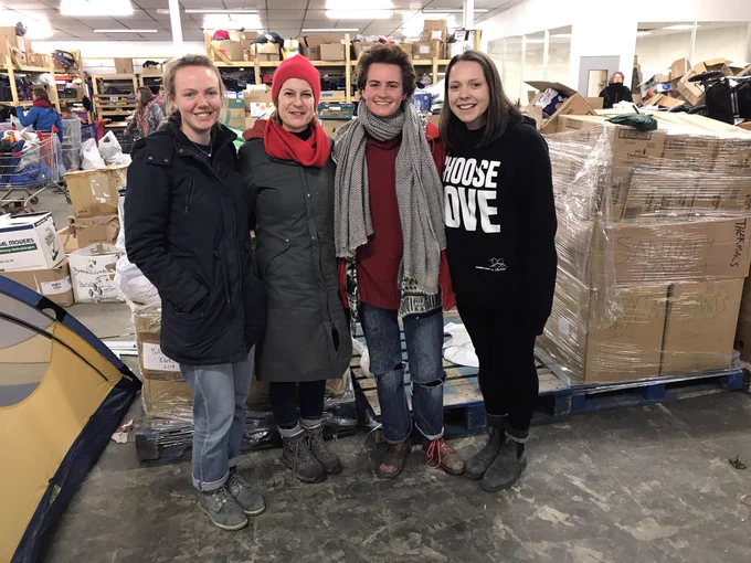 Helen Hayes MP with volunteers from Care for Calais and Project Play