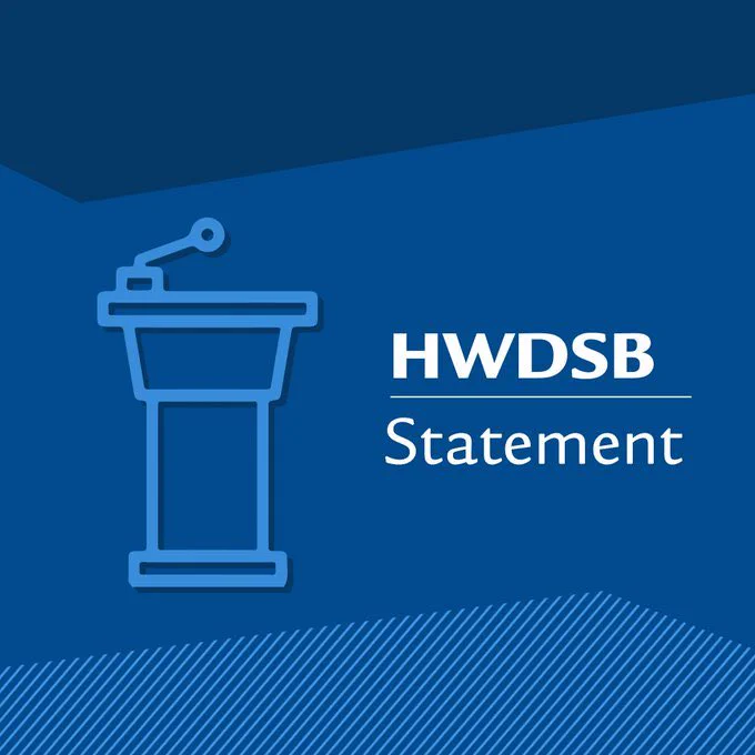 Icon of podium with text: HWDSB Statement