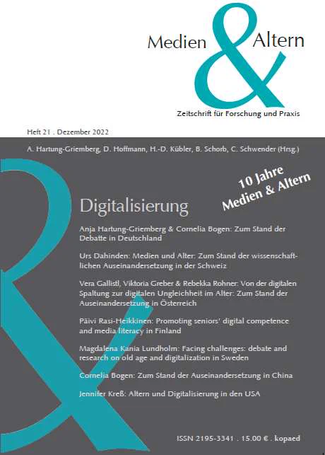 Cover der Jubiläumsausgabe (10 Jahre) der Zeitschrift "Medien und Altern" 