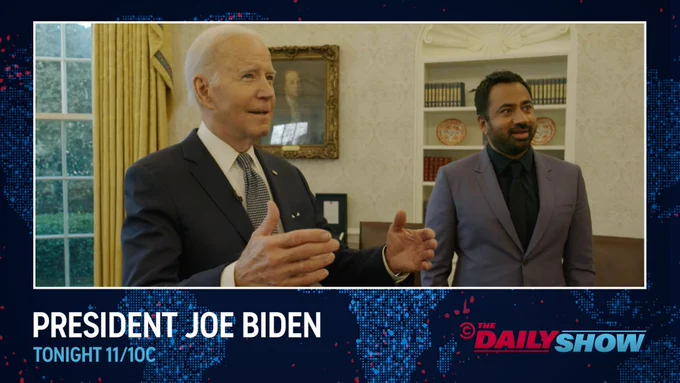 President Joe Biden shows Kal Penn the Oval Office