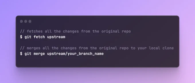 More info
https://docs.github.com/en/pull-requests/collaborating-with-pull-requests/working-with-forks/syncing-a-fork