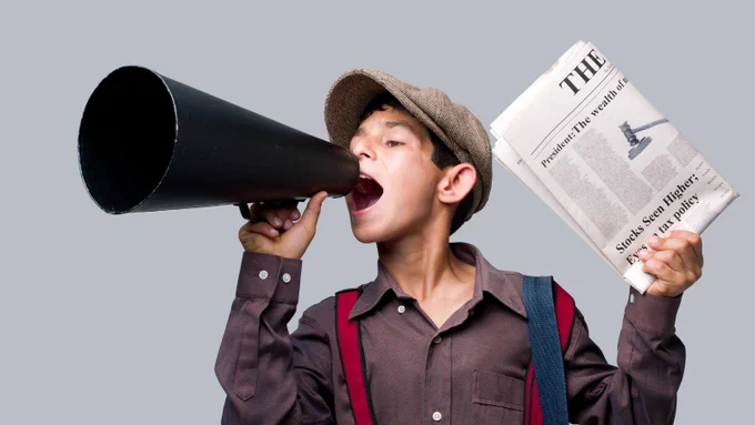 Paperboy with megaphone