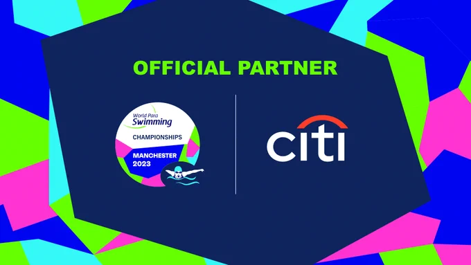 The Citi brand logo alongside the Para Swimming World Championship logo to announce a new partnership for the event