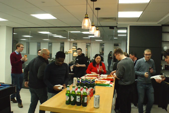 #SurreyDevs March meetup at the offices of Invdev, who sponsored the event and provided some of the best pizza in Woking.