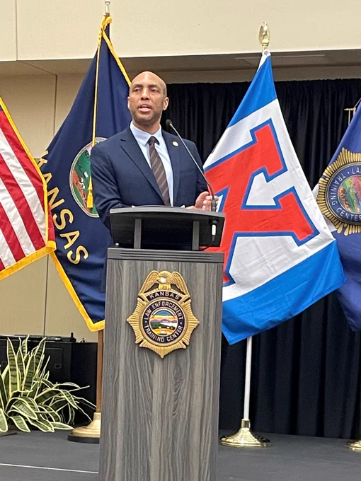 BJA Director Moore speaks at a podium.