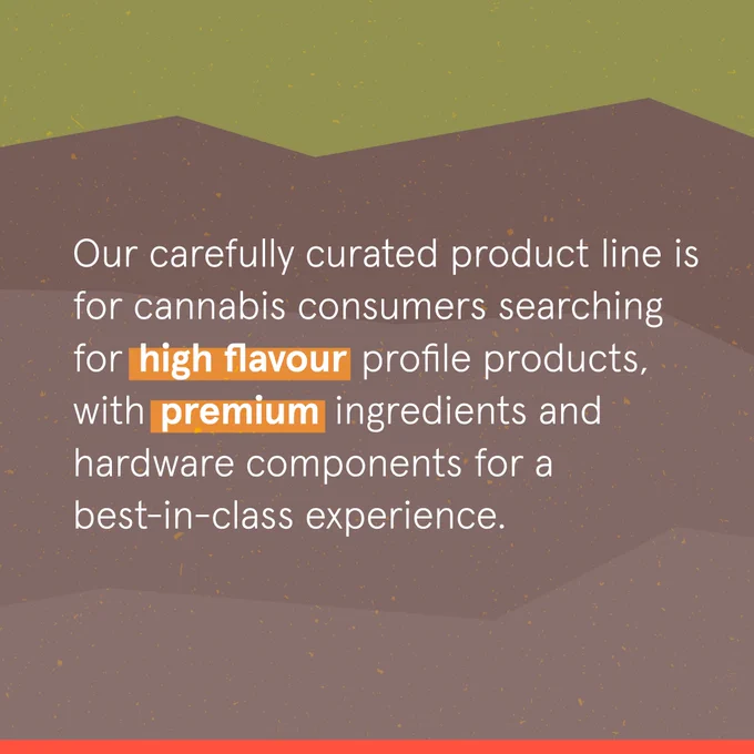 High Plains Cannabis. Carefully curated product line is for cannabis consumers searching for high flavour profile products, with premium ingredients, and hardware components for a best-in-class experience. 