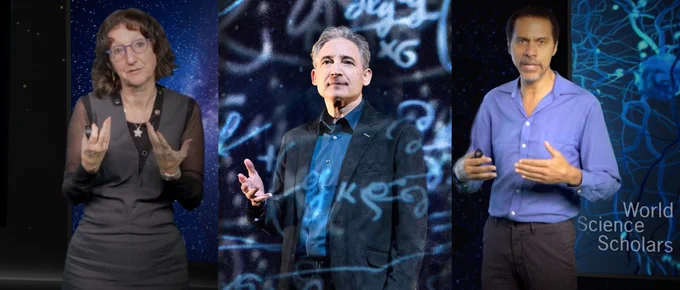 From left to right: Professors Conny Aerts, Brian Greene, and Erich Jarvis
