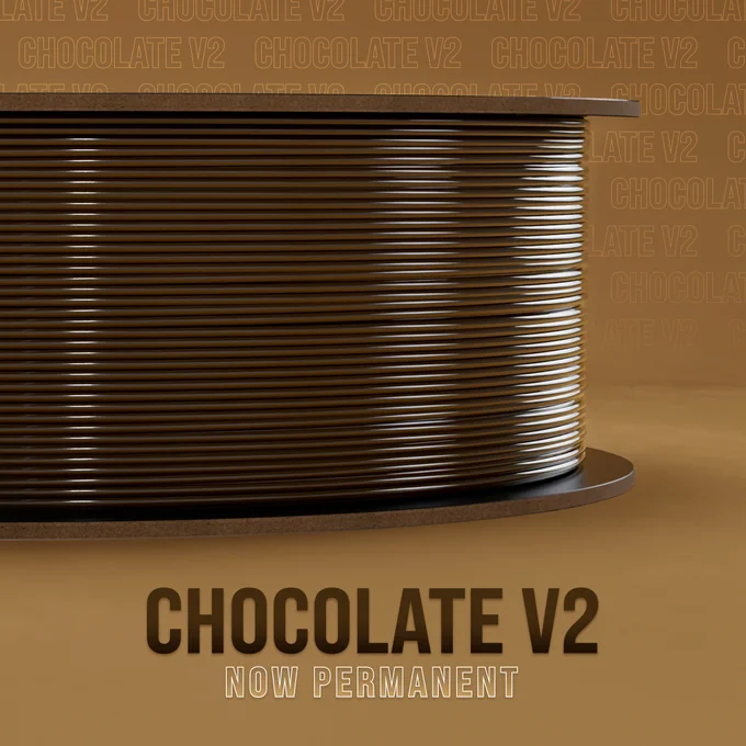 Chocolate colored 3D filament.