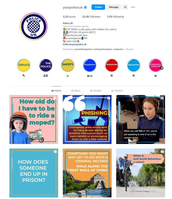 A screenshot from the CYP Instagram channel
