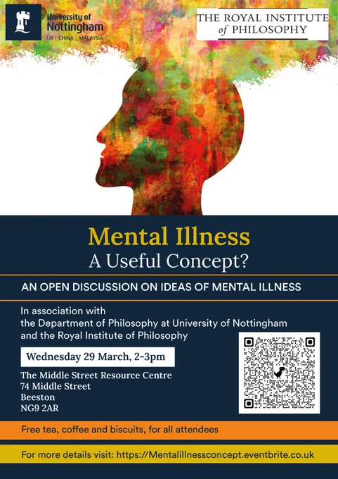 Poster featuring an illustration of a head with thoughts escaping in a coloured cloud. Please follow link for full text.