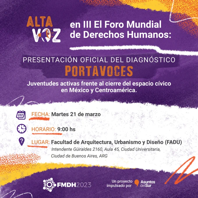 Invitación para ser parte del espacio de Alta Voz en el Foro Mundial de Derechos Humanos 2023